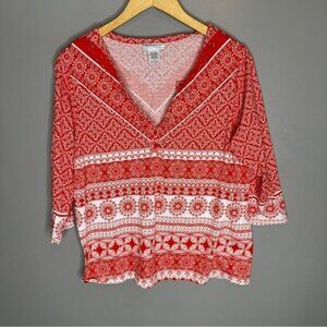 Rebecca Malone paisley print boho long sleeve blouse